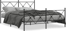 vidaXL - Bedframe - met - voetbord - zonder - matras - metaal - zwart - 160x200 - cm