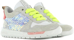 Shoesme Run Flex - Lage sneakers - Neon details - Zilver wit