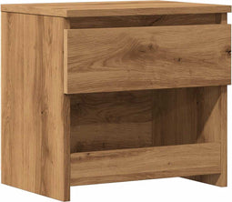 vidaXL - Nachtkastje - 40x30x39 - cm - bewerkt - hout - artisanaal - eikenkleur