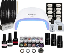 Méanail Deluxe Kit - Gel nagellak - 48W LED lamp en accessoires - Basic Nude (30-delig)