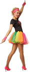 Dressforfun Vrouwenkostuum popsterretje (80's) - Kostuum met tulerok en zweetbandjes - Zwart/Multicolor XXL