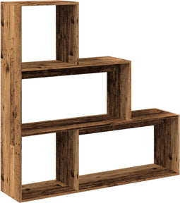 vidaXL - Kamerscherm - / - boekenkast - 3-laags - 123x29x123 - cm - hout - oud - hout