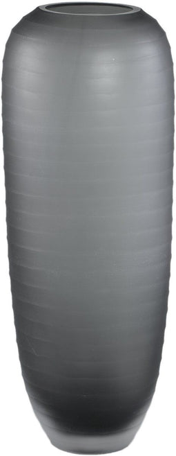 PTMD Nadah Grey Round Ribbed Glass Vase High L