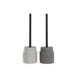 Toiletborstel DKD Home Decor Lichtgrijs Donker grijs Staal Keramiek Scandi 10 x 10 x 39 cm (2 Stuks)