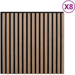 vidaXL - Akoestische - wandpanelen - 8 - st - latten - 60,5x60 - cm - eikenfineer