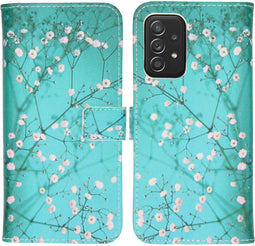 iMoshion Hoesje Geschikt voor Samsung Galaxy A52s / A52 (4G) / A52 (5G) Hoesje Met Pasjeshouder - iMoshion Design Softcase Bookcase - Blauw / Meerkleurig / Blossom