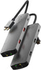 Linq LQ48011 - USB-C Multiport Hub - 10Gbps Dataoverdracht Dual 4K HDMI Gigabit Ethernet - Grijs