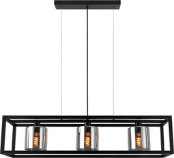 EGLO Brisling - Hanglamp - E27 - 110 cm - rookglas - zwart