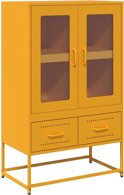 vidaXL - Hoge - kast - 68x39x111,5 - cm - staal - mosterdgeel