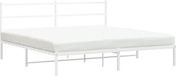 vidaXL - Bedframe - met - hoofdbord - metaal - wit - 180x200 - cm