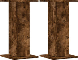 vidaXL - Plantenstandaards - 2 - st - 30x30x60 - cm - bewerkt - hout - gerookt - eiken
