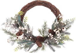 Christmas Kerstkroon Multicolour Natuurlijk Rotan Plastic 50 Cm