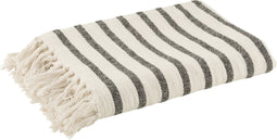 J-Line Plaid stroken - katoen - wit & zwart - 187 x 130 cm - woonaccessoires