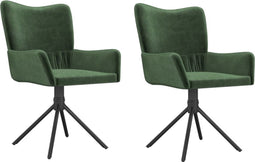 vidaXL - Eetkamerstoelen - draaibaar - 2 - st - fluweel - donkergroen