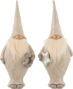 J-Line kerstfiguur Kerstman Staand - polyresin - beige - large - 2 stuks