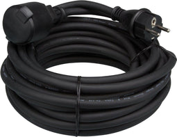 Perel Verlengkabel, H05RR-F 3G2.5, 25 m, 16 A/230 V, 3680 W, type E/F, IP44, rubber, zwart