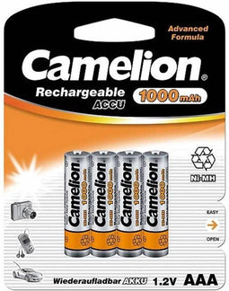 Camelion NH-AAA1000BP4 - NiMH micro oplaadbare batterijen - 1000 mAh - Zilver (set van 4)