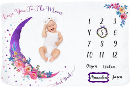 Frummel Mijlpaaldeken Roze Maan - Milestone deken - 100 x 150 cm - Kraamcadeau