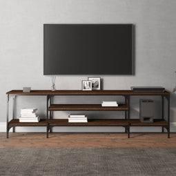 vidaXL - Tv-meubel - 161x35x45 - cm - bewerkt - hout - en - ijzer - bruin - eikenkleur