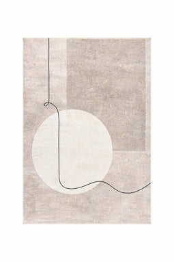 Vloerkleed 160x230 cm – Modern Abstract met Stripe | Beige/Grijs