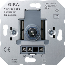 Gira Basic Unit Dimmer - 118100 - Dimmer voor gloeilampen en HV-halogeen tot 1000 W - E2G6E