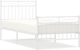 vidaXL - Bedframe - met - hoofd- - en - voeteneinde - metaal - wit - 90x190 - cm