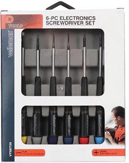 Velleman Precisieschroevendraaierset - 6-delig - Sleufkop/Phillips - Magnetisch - Zwart (6 stuks)