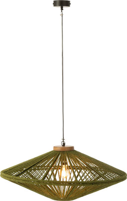 J-Line hanglamp Ovni - ijzer/jute - groen - medium