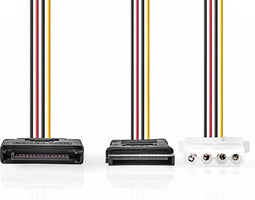 Nedis Interne Voedingskabel - SATA 15-Pins Male - Molex Female / SATA 15-Pins Female - Verguld - 0.20 m - Rond - PVC - Multicolour - Doos
