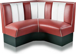 Bel Air Dinerbank Quarter Circle Booth HW-120-120 Ruby