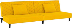 vidaXL - Slaapbank - 2-zits - met - 2 - kussens - fluweel - geel