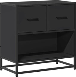 vidaXL - Nachtkastje - 60x31x60 - cm - bewerkt - hout - en - metaal - zwart