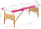 vidaXL - Massagetafel - inklapbaar - 2 - zones - hout - wit - en - roze