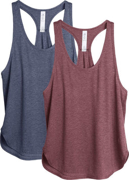 Dames Tanktop Sporttop Racerback Fitness Yoga Mouwloze Shirts, 2-Pack