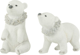 J-Line figuur IjsBeer Winter - polyresin - wit - 2 stuks