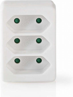 Nedis Stopcontact-Splitter - Type-F (CEE 7/7) - 250 V AC 50 Hz - Frans / Type-C (CEE 7/16) - 250 V AC 50/60 Hz - 2.5 A - 1700 W - Wit