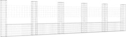 vidaXL - Schanskorf - U-vormig - met - 6 - palen - 620x20x150 - cm - ijzer