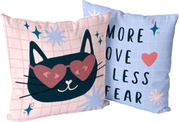 Kussenhoes HappyFriday Aware Meow love Multicolour 50 x 50 cm 2 Onderdelen