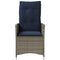 Tuinstoelen 2 st verstelbaar met kussens poly rattan grijs