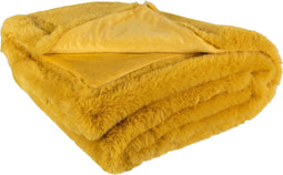 J-Line Plaid Cutie - Fleece Deken – Polyester – 180x130 cm – Oker