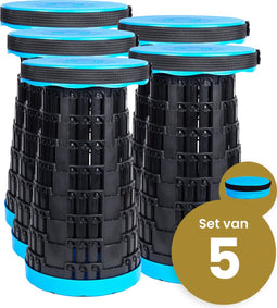 Opvouwbare kruk extra strong blauw per 5 - telescopische kruk - 250 kg - inklapbare kruk - draagbaar - kampeerstoel - opstapkrukje