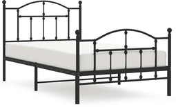 vidaXL - Bedframe - met - hoofd- - en - voeteneinde - metaal - zwart - 100x190 - cm