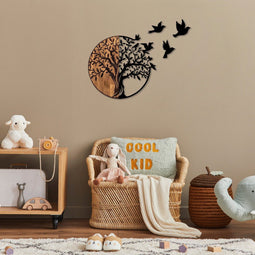 Woondecoratie - Decoratief Houten Wandaccessoire - Zwart Walnoot - Afmetingen 92x3x71cm