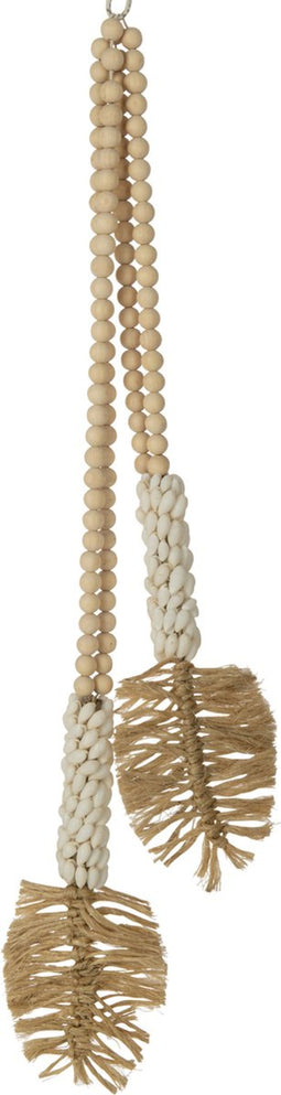 J-Line hanger Schelpen+Houten Kralen - textiel - naturel/wit