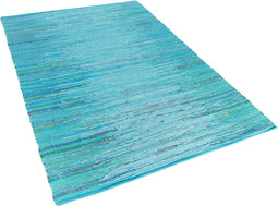 MERSIN - Laagpolig vloerkleed - Turquoise - 140 x 200 cm - Katoen