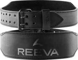 Reeva Lifting Belt met Dubbele Gesp - Maat S - 6 mm - Zwart Leren Gewichthefriem met 6mm dikte