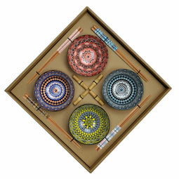 Sushi-set DKD Home Decor Multicolour Bamboe Keramiek Mandala Orientaals 34 x 34 x 6,5 cm (12 Onde...
