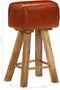 vidaXL - Barstoelen - 2 - st - echt - leer - en - massief - mangohout
