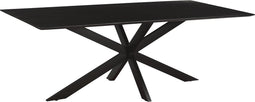 1x Livingfurn - Eetkamertafel Oslo Spider Black Acacia 220 cm - Acacia / Gecoat Staal