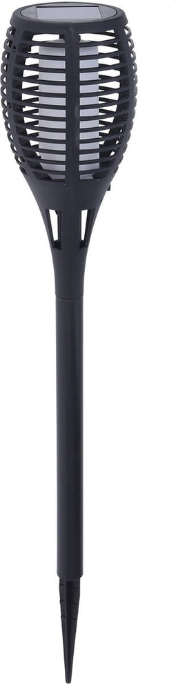 1x Solar fakkels/toortsen vlam effect zwart tuinverlichting op zonne-energie 49 cm - Tuindecoratie/accessoires - Tuinverlichting - Tuinlampjes - Buiten verlichting - Solar/zonne-energie lamp voor in de tuin